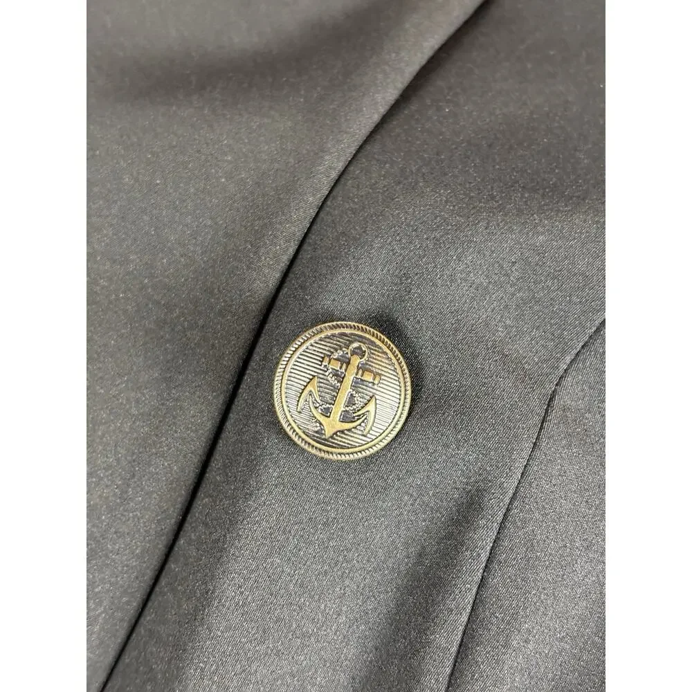 Boston Proper Double Breasted Blazer Black 6 Shaped Waisted Lined